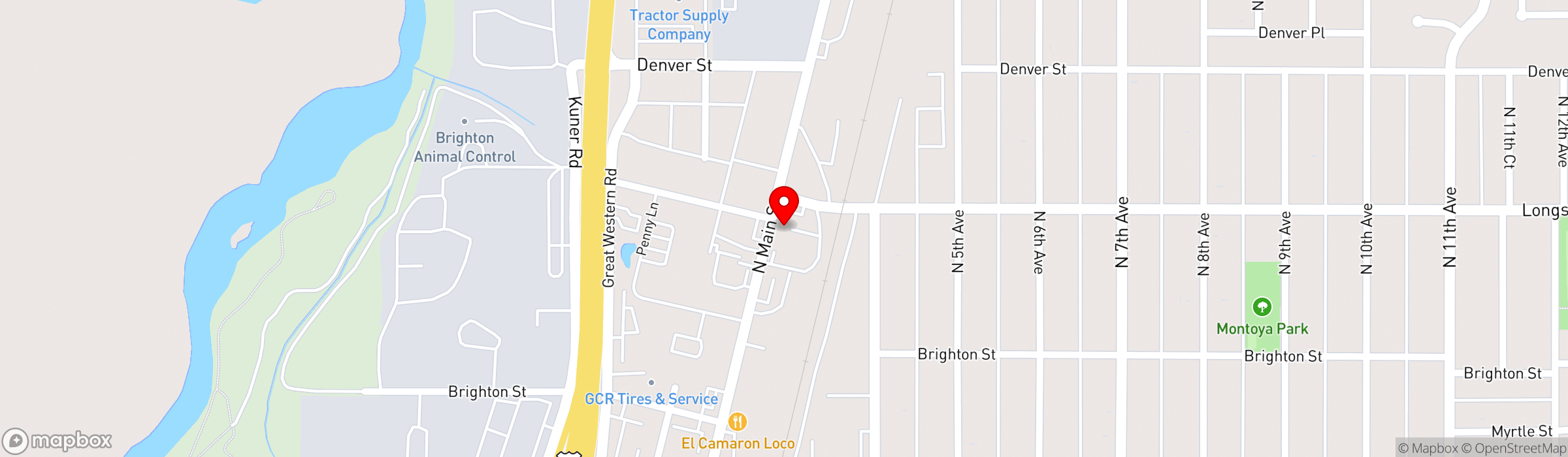 Map showing location at 284 N. Main St., Brighton, CO, 80601