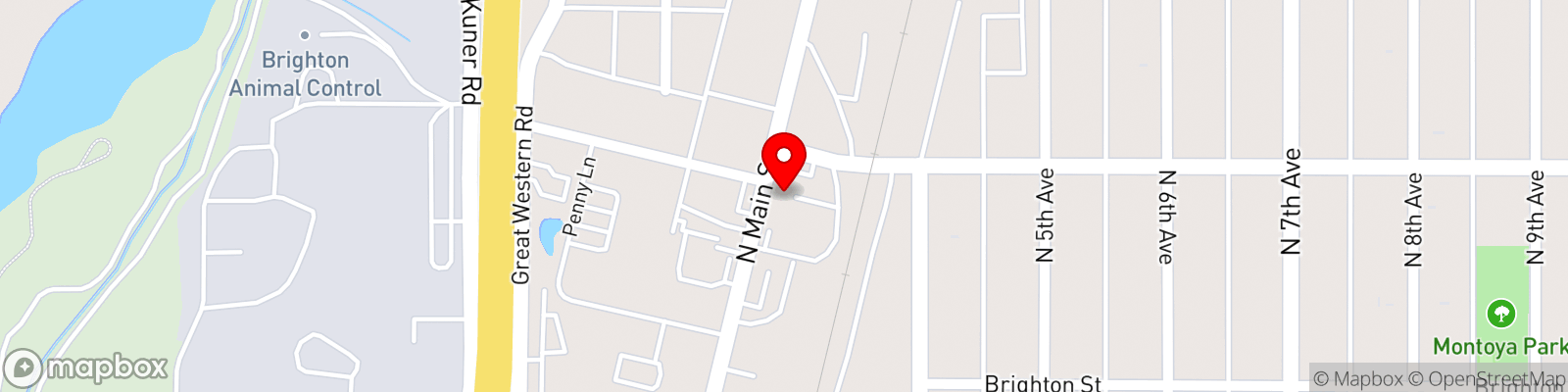 Map showing location at 284 N. Main St., Brighton, CO, 80601